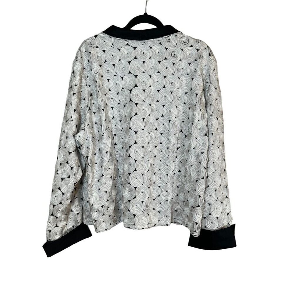 Retro Floral Rosette Jacket 3X Black White Evening Wedding Festive Holiday Chic - Picture 7 of 11